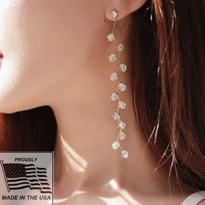 Hand Crafted🎀Floral Vine Long Drop Crystal Earrings